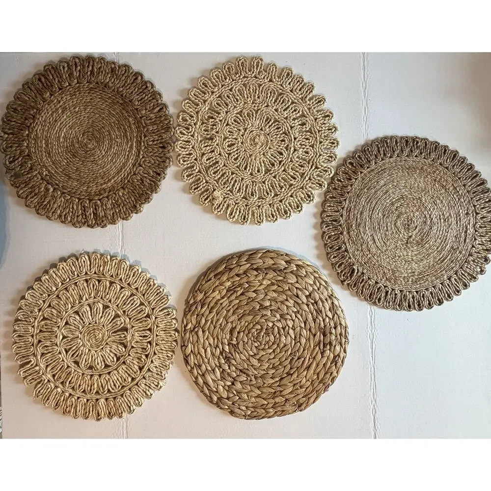 Vintage Lot of 22 Wicker Rattan Woven Place Table Mats Boho Decor Various Sizes